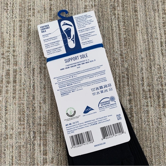 BIRKENSTOCK MENS NEW BLACK COTTON POLY ELASTANE FOOTBED COMFORT SOLE SOCKS 12-14 - Picture 11 of 14